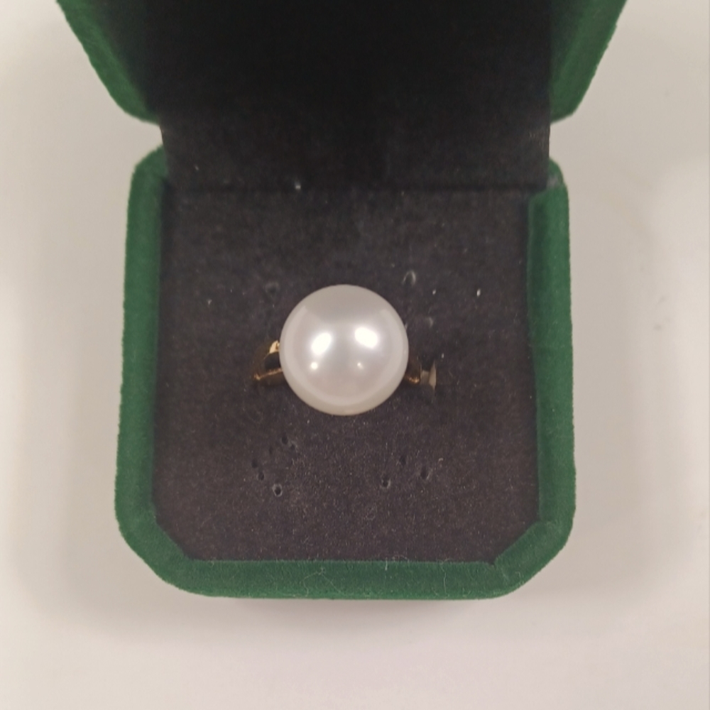 #6 Authentic Southsea White Pearl Ring 13mm 14K gold setting size:6.75